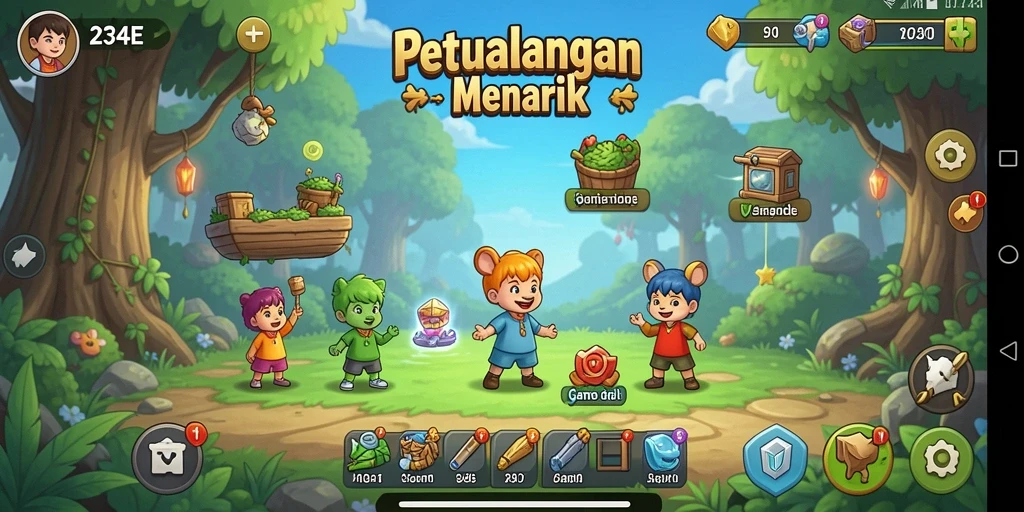 Screenshot gameplay 234E yang menunjukkan aksi Idle yang seru.