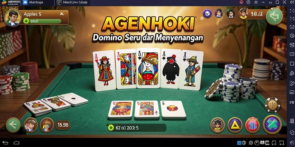 Screenshot gameplay AGENHOKI menampilkan suasana permainan Domino yang seru.