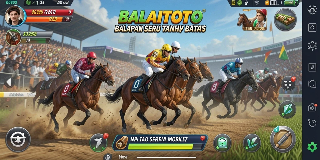 Tampilan gameplay BALAITOTO dengan aksi balapan yang mendebarkan.