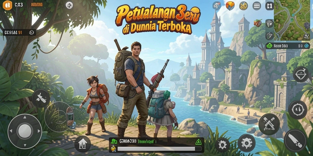 Screenshot utama CERIA33 menunjukkan gameplay eksplorasi dunia terbuka yang menakjubkan.