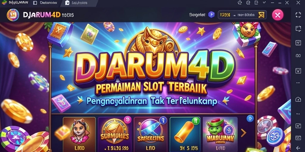 Screenshot gameplay DJARUM4D menampilkan mesin slot yang penuh warna dan animasi menarik.