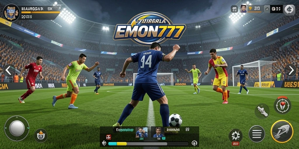 Tampilan gameplay seru dari EMON777 yang menampilkan pertandingan olahraga.
