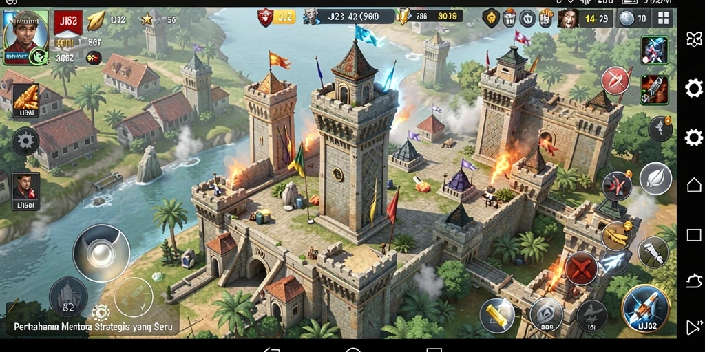 Screenshot JJ62 menunjukkan aksi menegangkan dalam pertahanan menara.