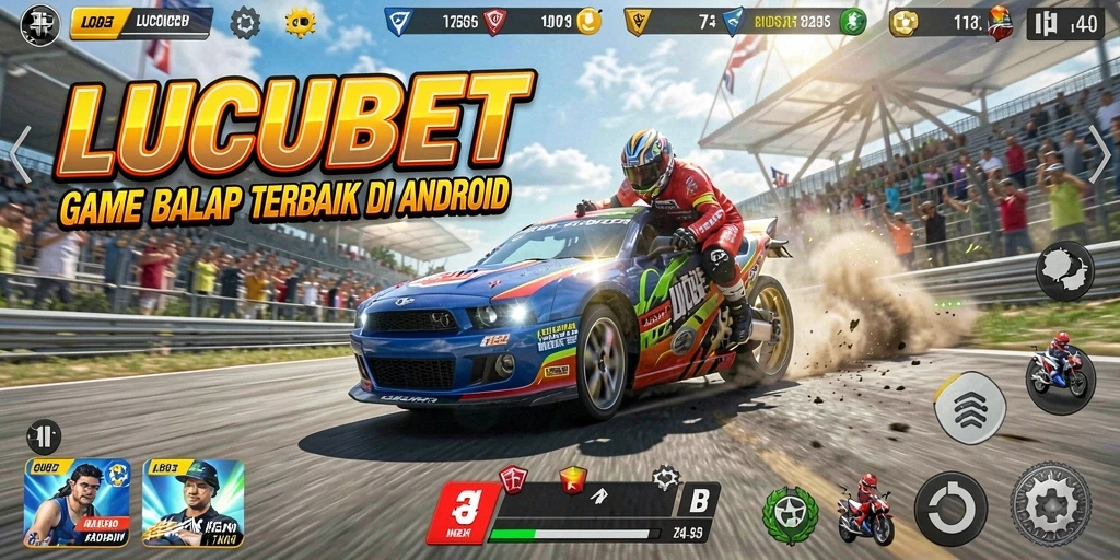 Tangkapan layar gameplay seru LUCUBET dengan aksi balapan mendebarkan.
