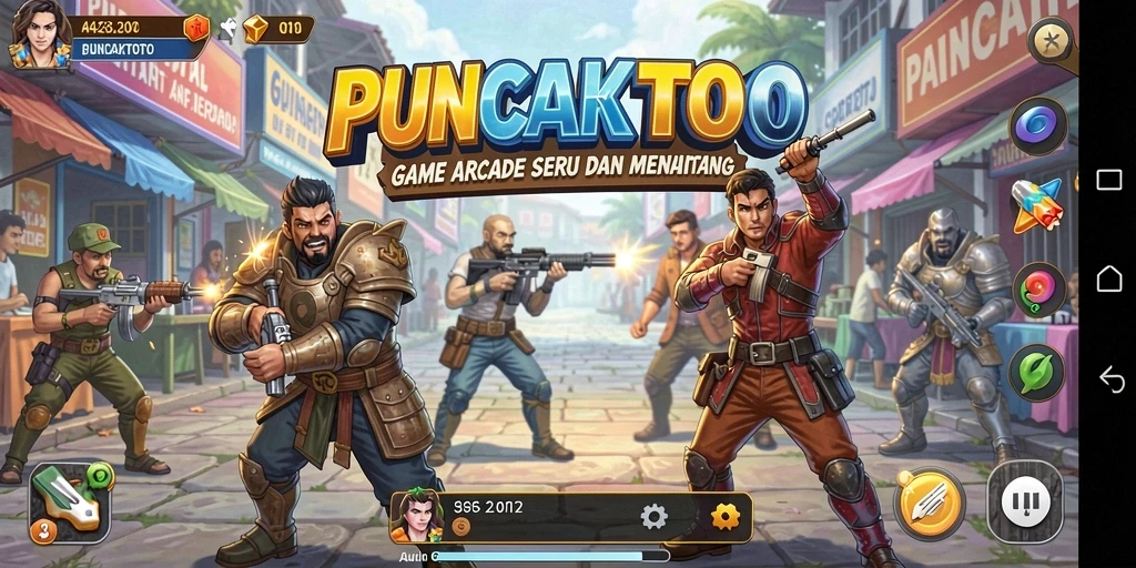 Tampilan permainan Arcade PUNCAKTOTO yang seru dan dinamis.