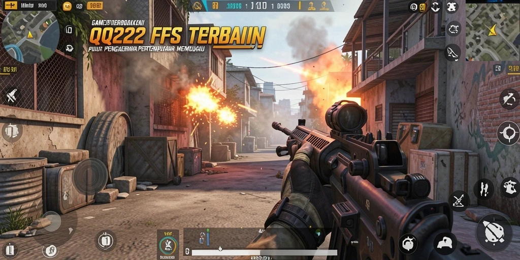 Screenshot gameplay QQ222 dengan aksi menembak yang intens.