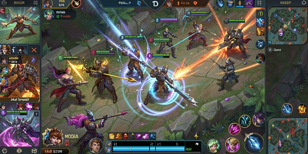 Tampilan pertarungan seru dalam game MOBA RP62RP.