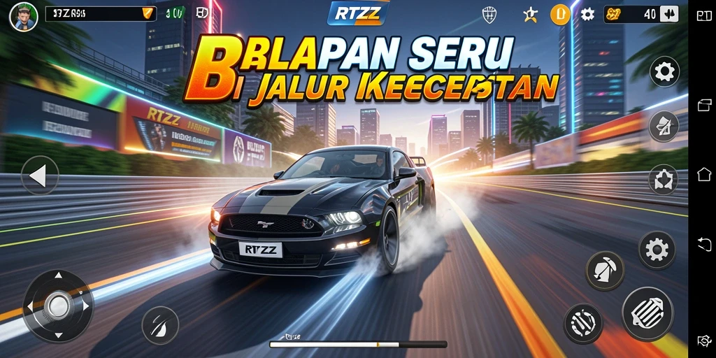 Tampilan dalam permainan RTZZ yang memukau saat balapan.
