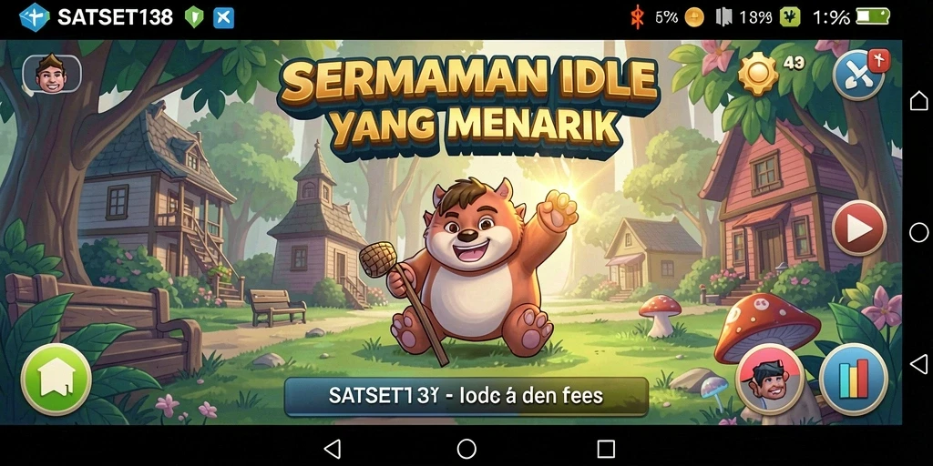 Tampilan gameplay SATSET138 yang menampilkan karakter dalam aksi idle.
