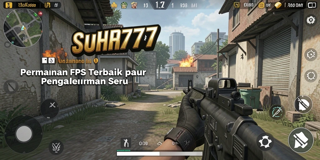 Screenshot gameplay menegangkan dari SUHU777 yang menunjukkan aksi FPS.