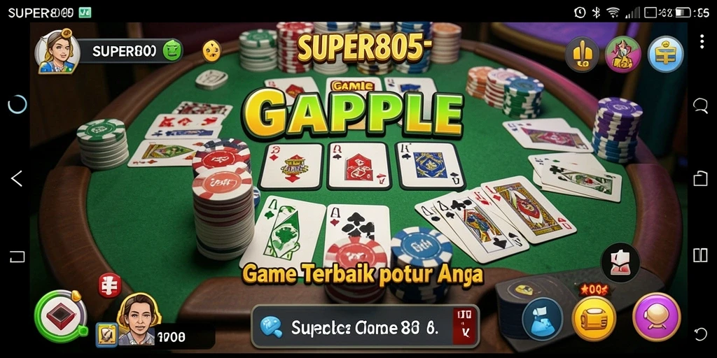 Screenshot SUPER805 menampilkan gameplay Gaple yang seru dan interaktif.