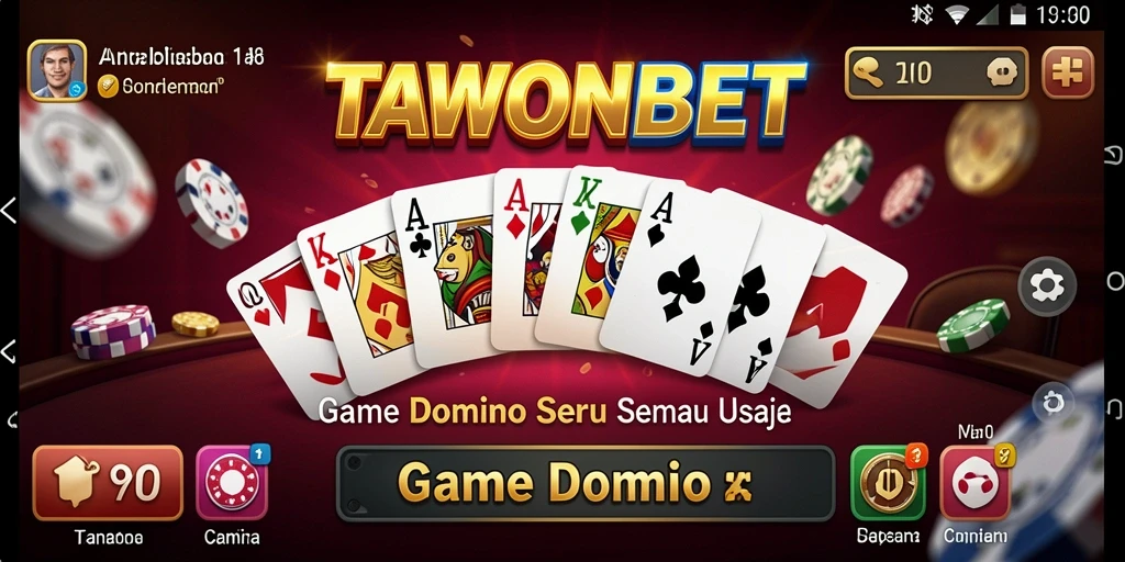 Tampilan gameplay domino yang seru dan menarik di TAWONBET.
