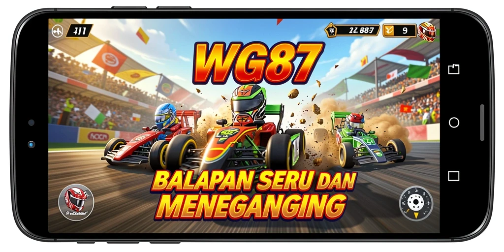 Tampilan gameplay WG87 dengan balapan yang menegangkan dan kendaraan cepat.
