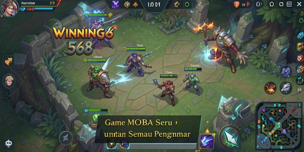 Screenshot dari gameplay seru WINNING568 yang menampilkan aksi MOBA.
